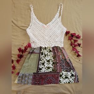 Lulumari White Crochet Patchwork Dress
